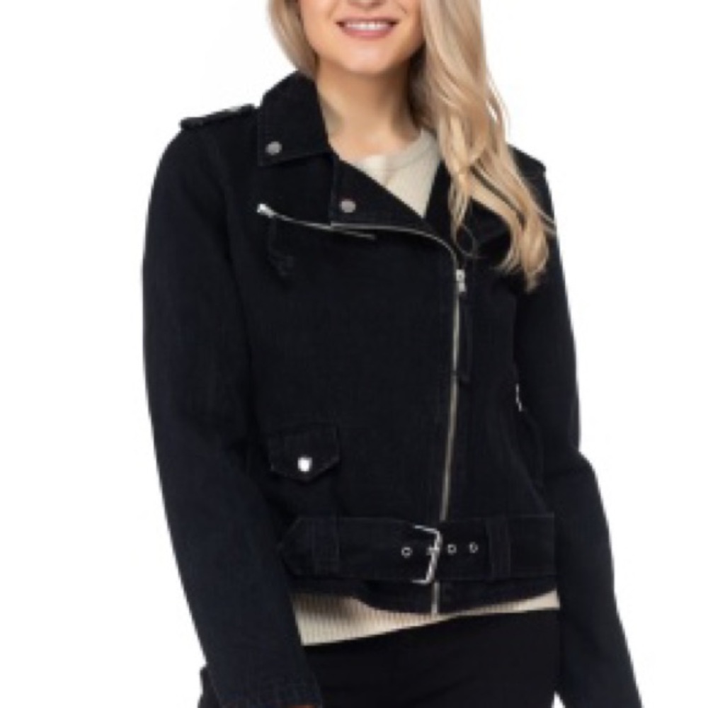 Denim Moto Jacket Black